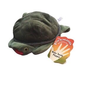 Folkmanis 9” Green Baby Turtle Full Body Hand Puppet Plush Toy Hang Tag 2011